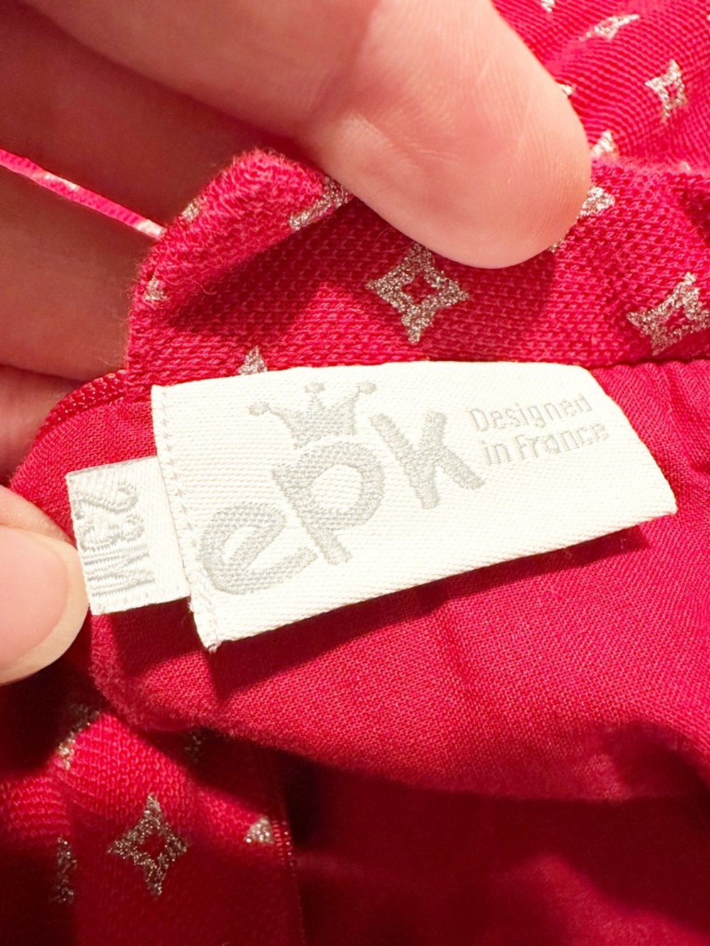 EPK Toddler Girls Red & Silver Metallic Patterned Bow Dress 23m - Picture 2 of 7